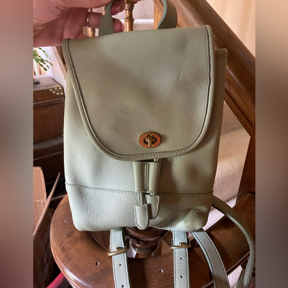 Vintage aqua coach daypack backpack